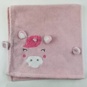 Carters Baby Blanket 3D PIG FACE Unicorn Pink Plush Pigicorn Curly Tail Piggy
